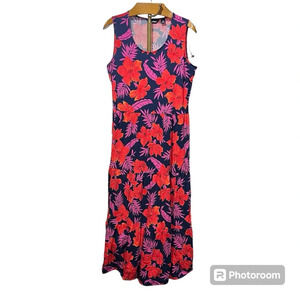 LANDS’ END ~ Hawaiian Beachy Floral Sleeveless Tiered Maxi Dress Modal